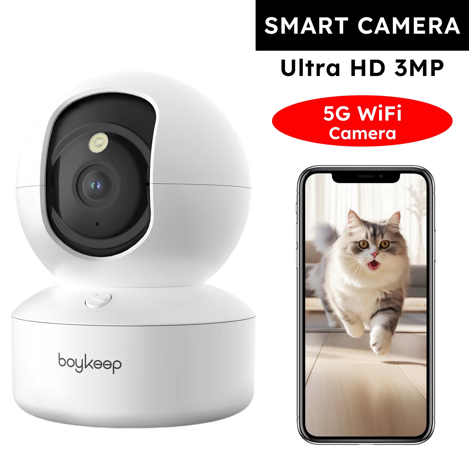 2K Pet Dog Camera with Phone App, 5G/2.4Ghz Wifi Indoor Security Baby Camera, 36