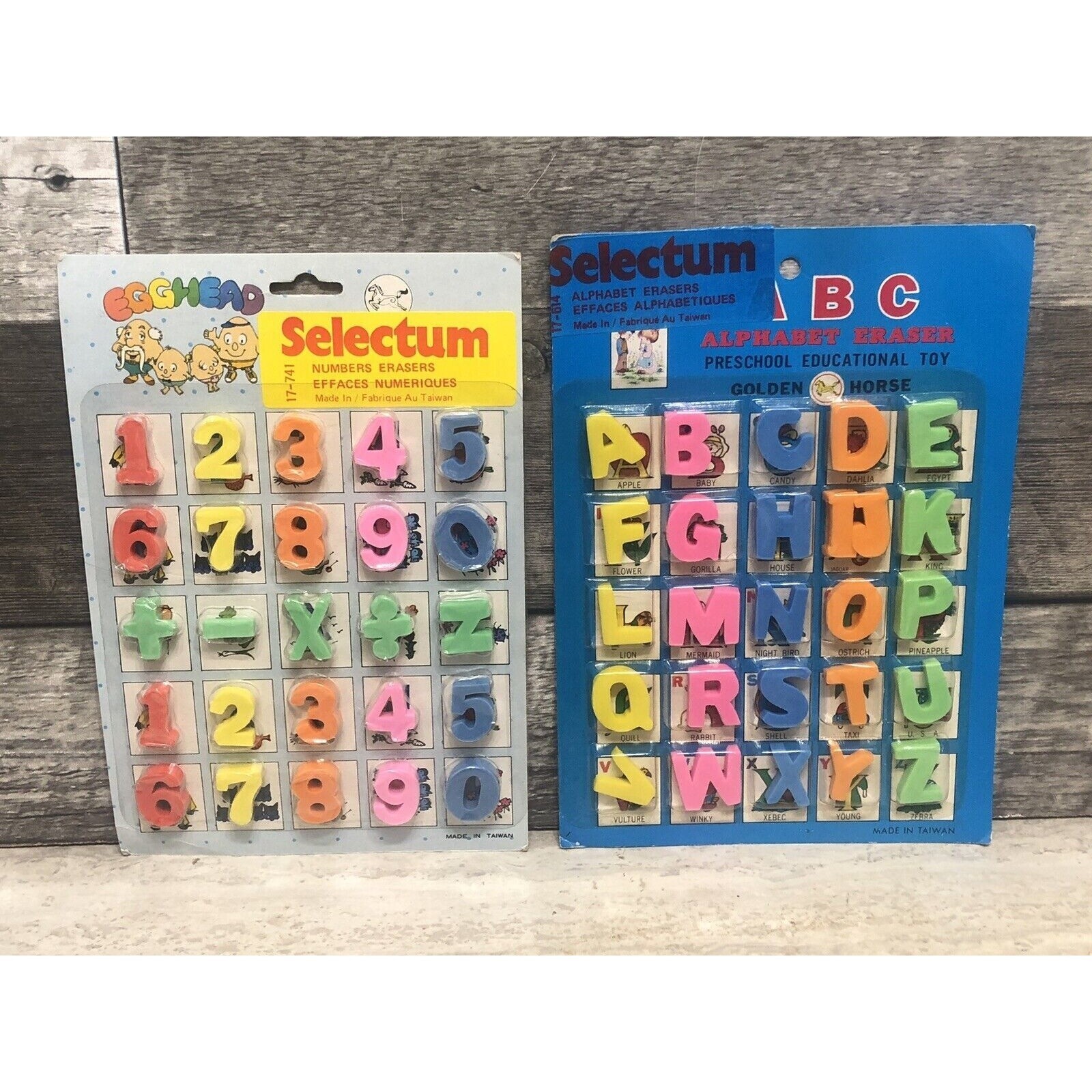 New Vintage Selectum Alphabet and Numbers Erasers Sets NOS-CS9