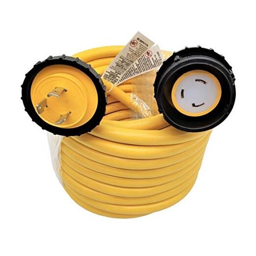  RV Shore Power Extension Cord, NEMA L5-30 Twist Lock 30A Extension 50FT Yellow