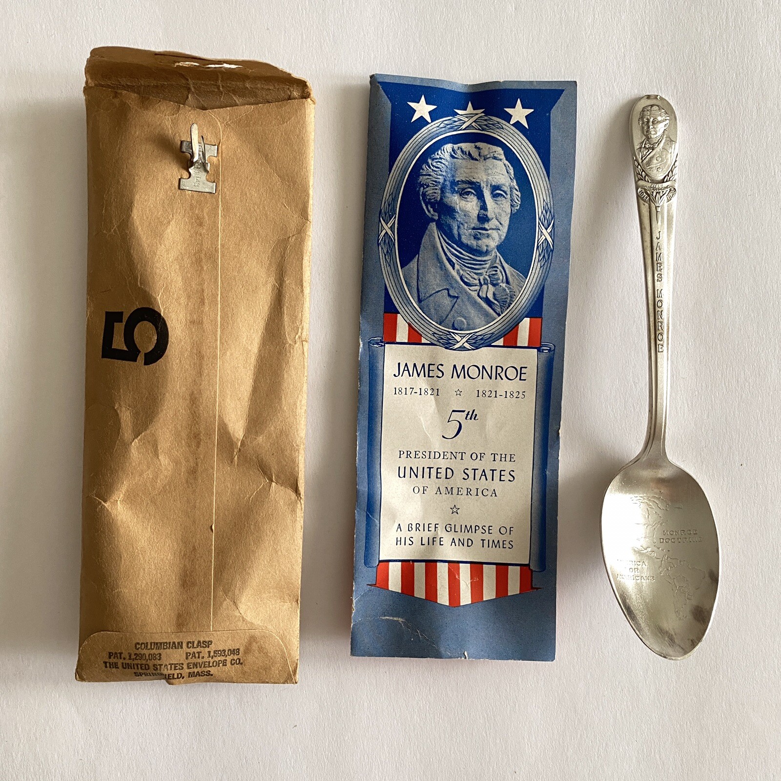 1939 James Monroe No 5 US Presidents Rogers Co IS Silver Plated Spoon and Insert