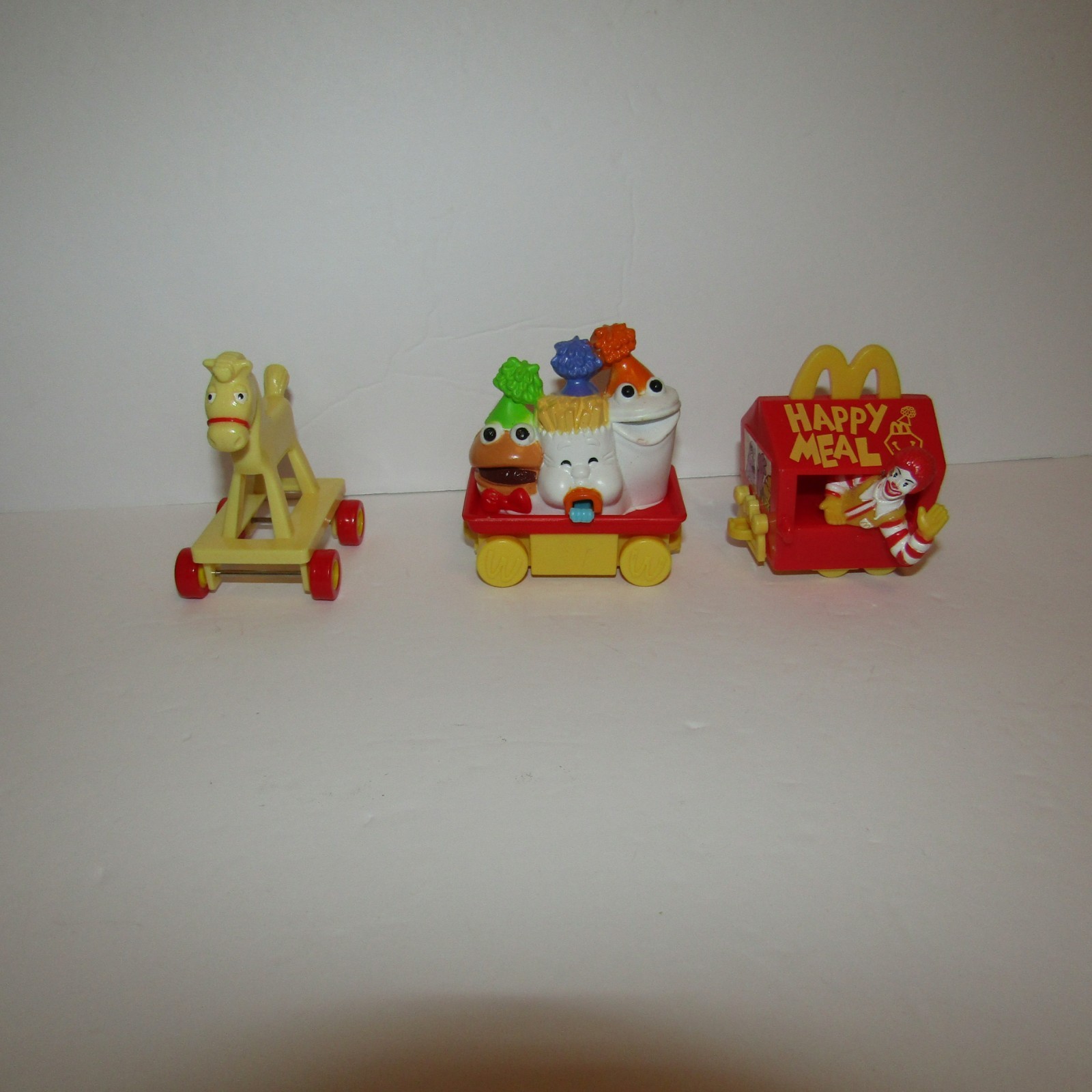 Lot of 3 Vintage McDonald's Happy Meal Toys Happy Birthday Train & Rocking Horse