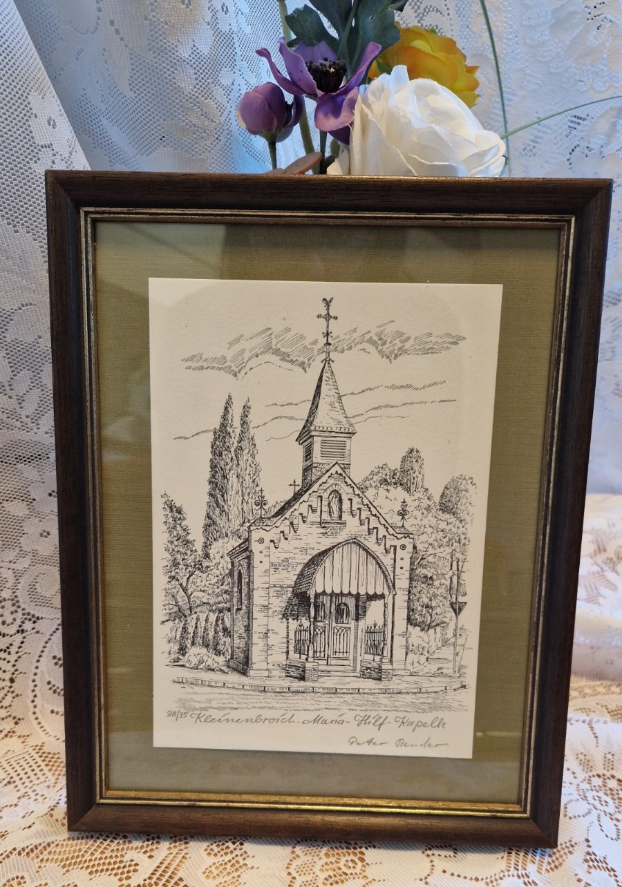 Picture etching Maria-Hilf-Chapelle Kleinenbroich PETER BENDER sign limit 28/35