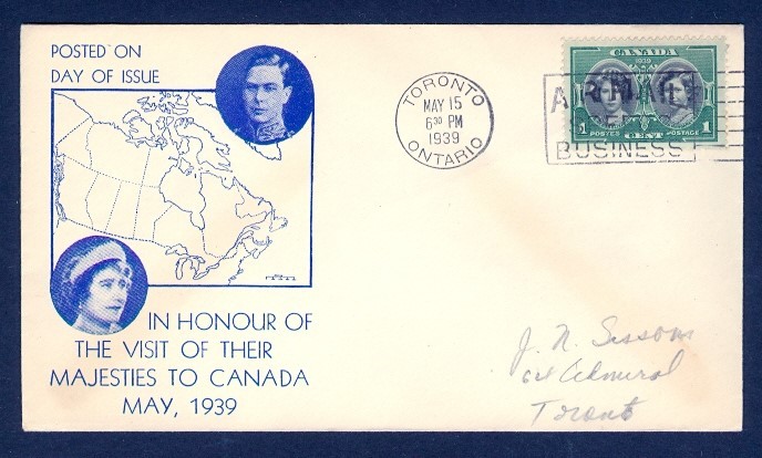 CANADA #246 SINGLE DROP RATE ROYAL VISIT CACHET TORONTO