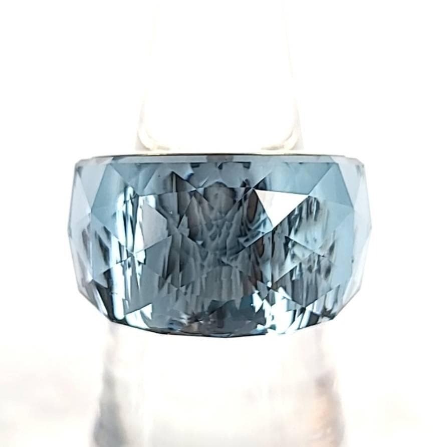 Swarovski ring, size 52, approximately size 11, crystal emerald blue