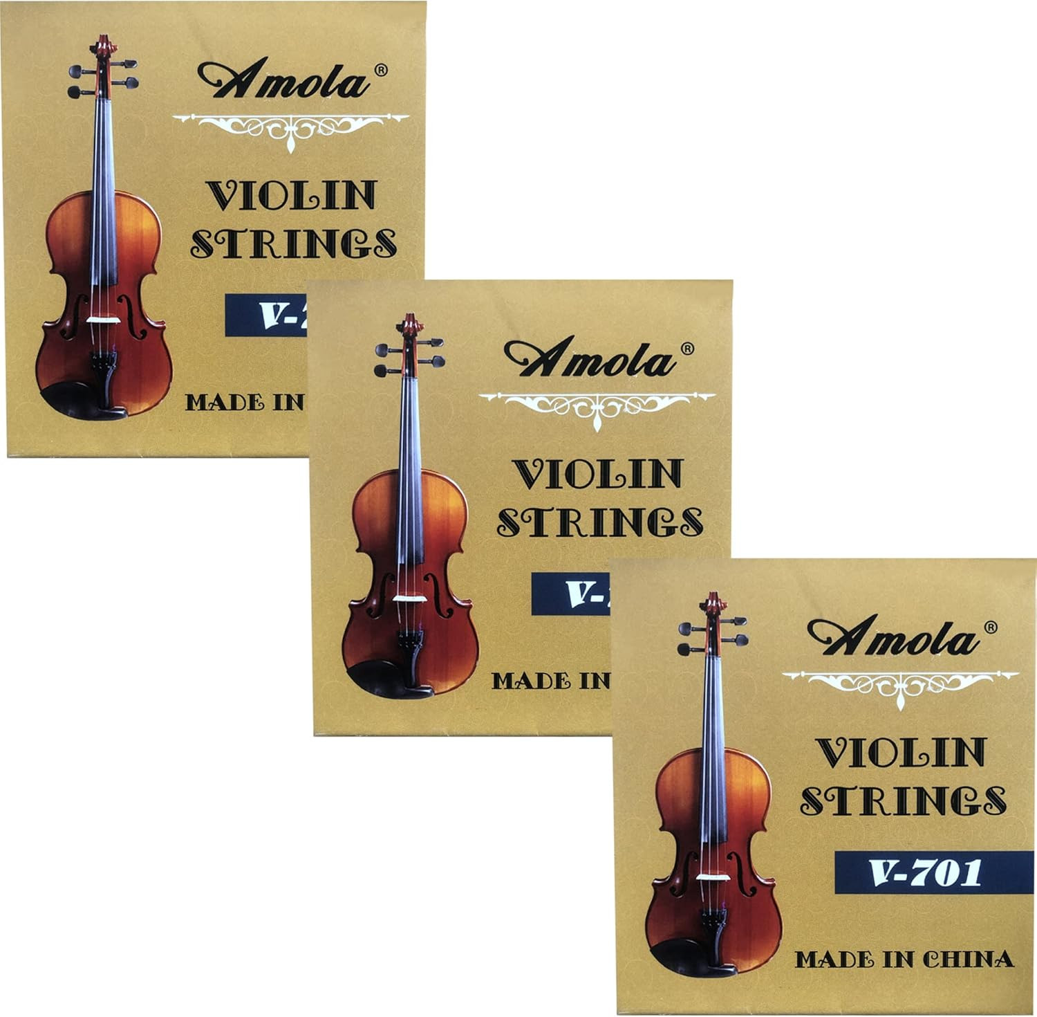 3 Packs Full Set Replacement Stainless Steel 4/4 Size Violin Strings E A D G