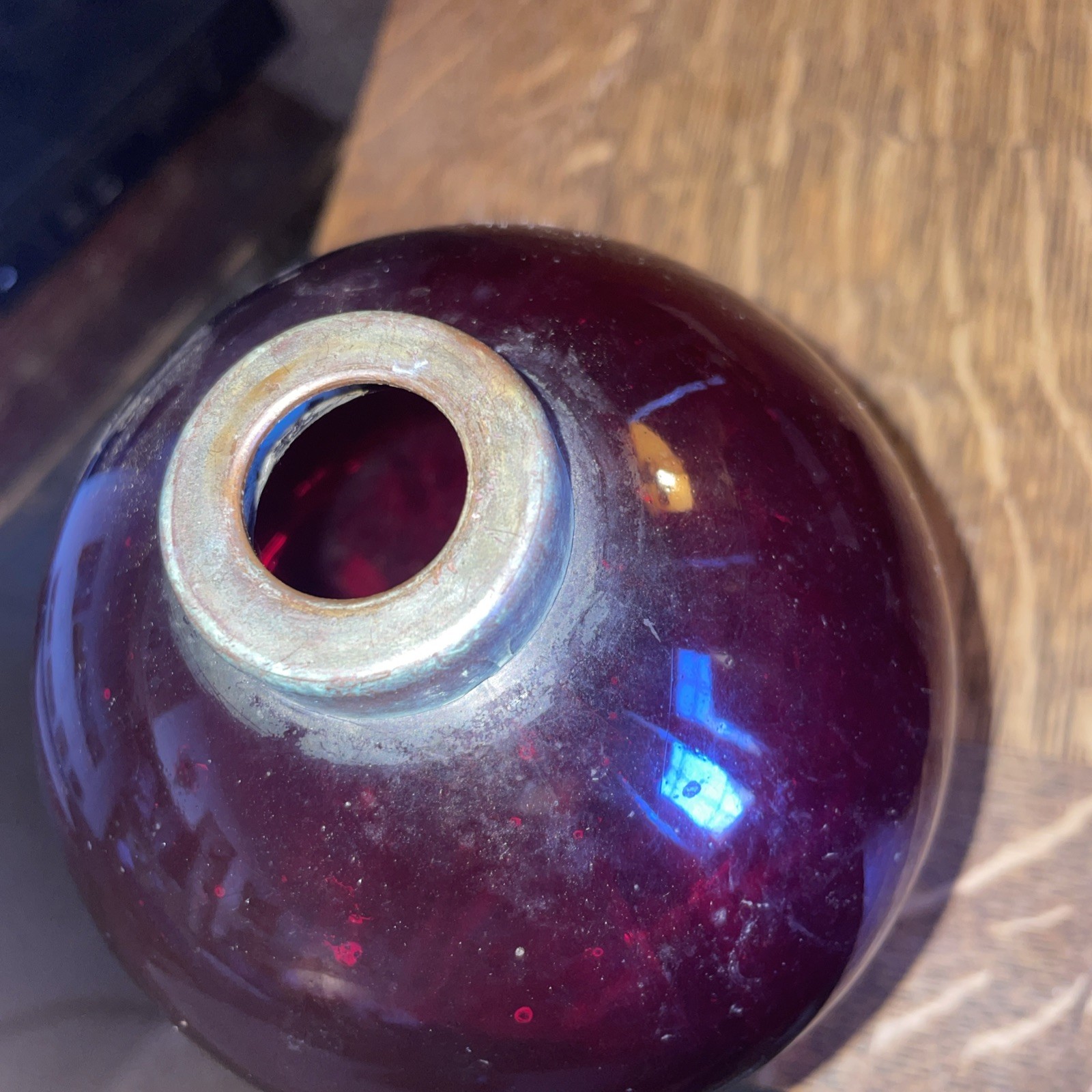 Dark Ruby Red Glass Lightning Rod Ball Antique Original Off Barn Fits 3/4” Rod