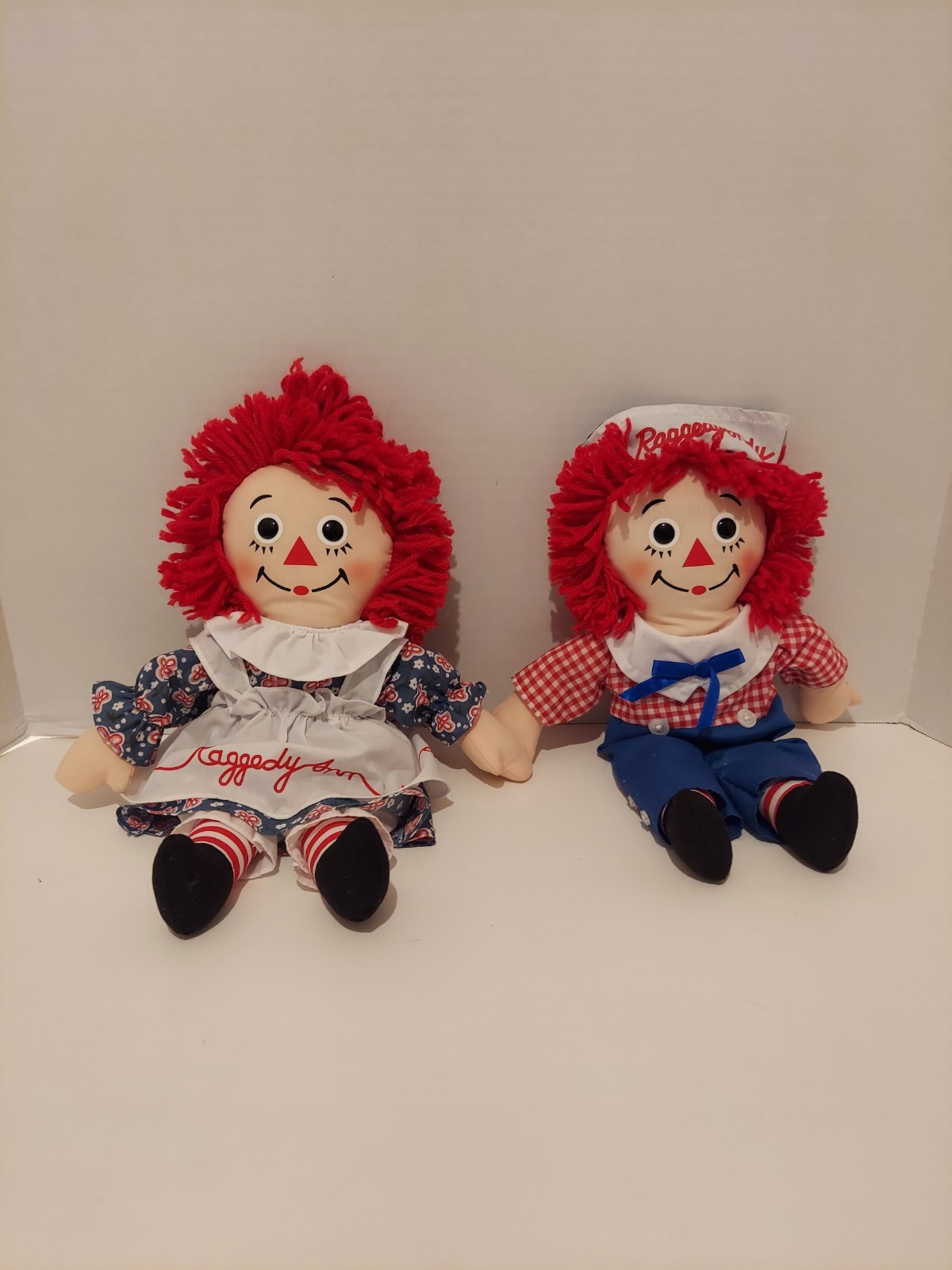 Raggedy Ann Andy Plush Dolls Applause Hasbro 17" Stuffed Toy 2002 Vintage Cloth