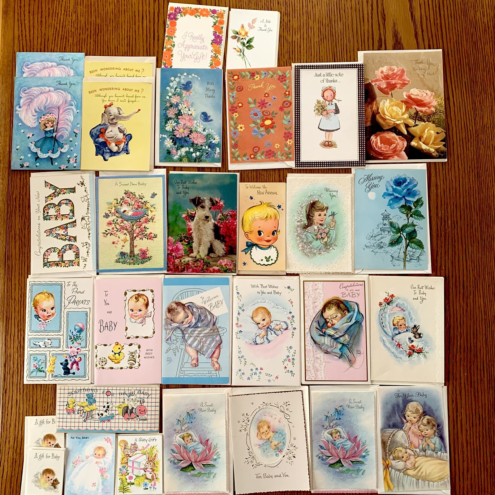 Vtg Greeting Card Lot Baby And Asst UNUSED 26 w/ENVELOPES + 1 No Env ++ READ