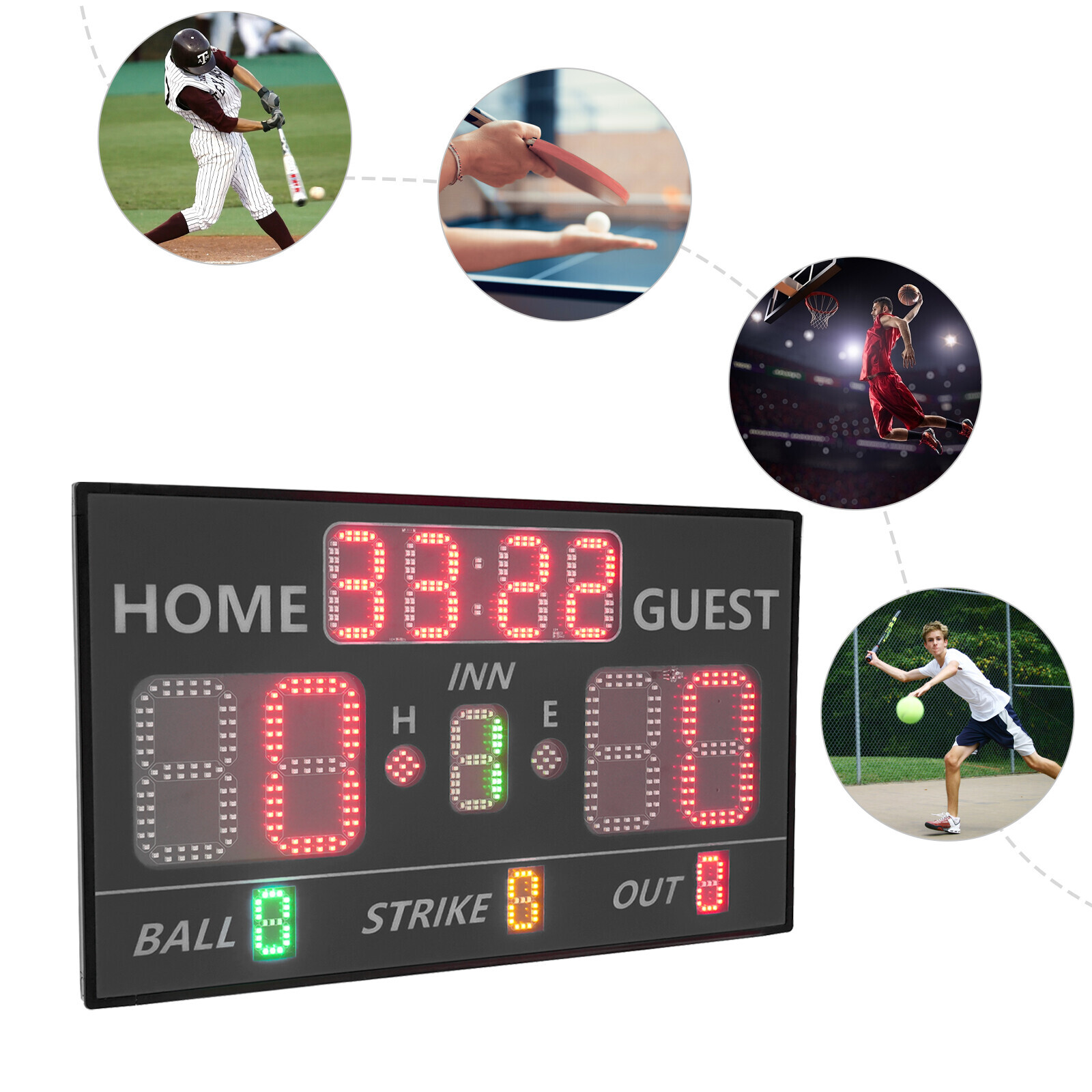 LED Scoreboard for Baseball Games, Portable Electronic Digital Scoreboard