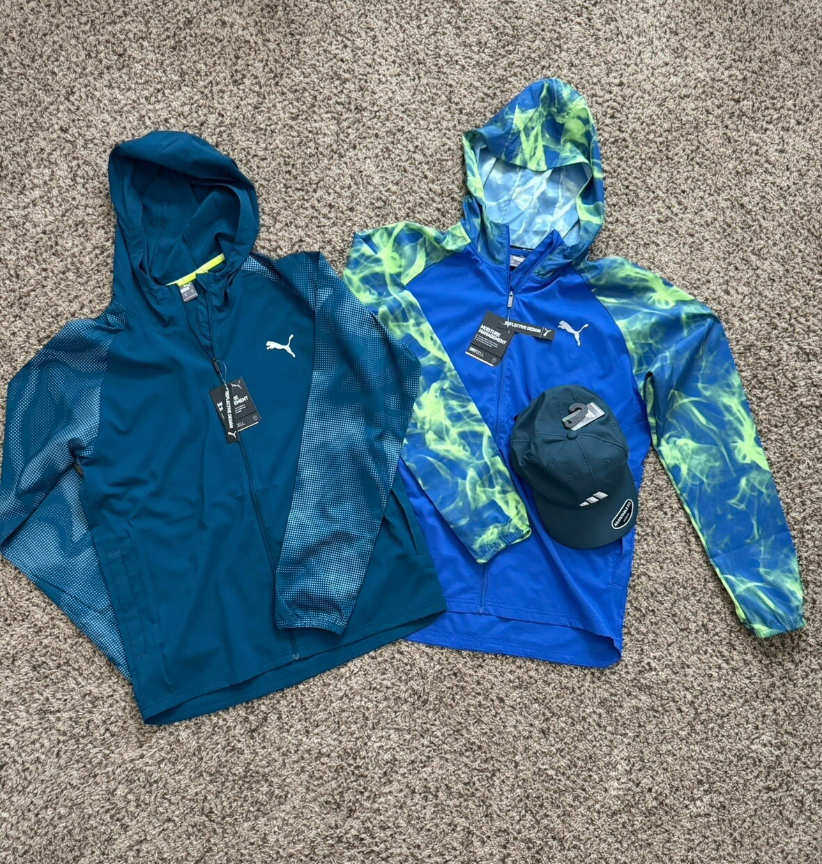 two mens Puma jacket size M patagonia Huk storm fishing jacket Columbia Pfg Nike