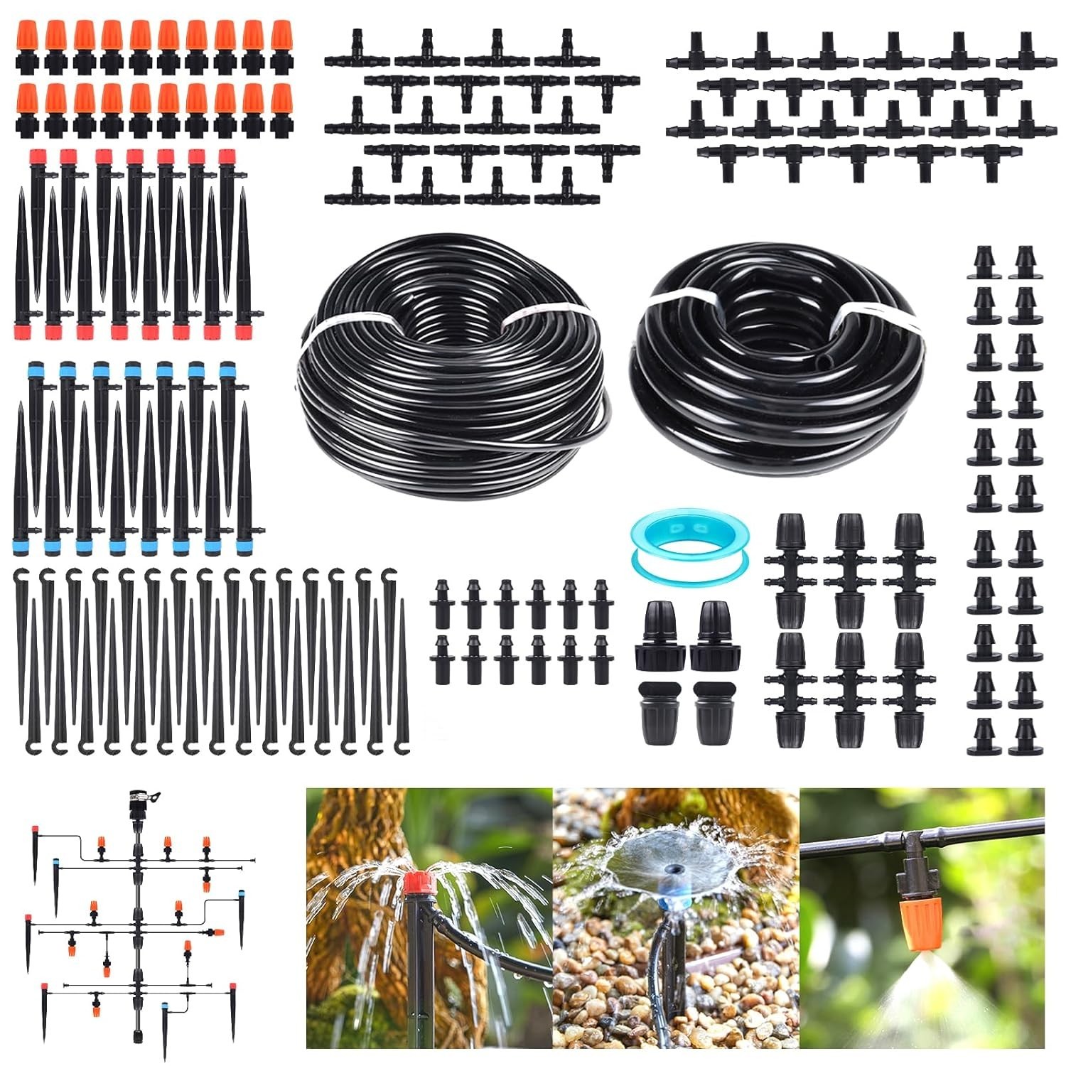 240FT Drip Irrigation System Kit for Garden, Watering System with Adjustable ...