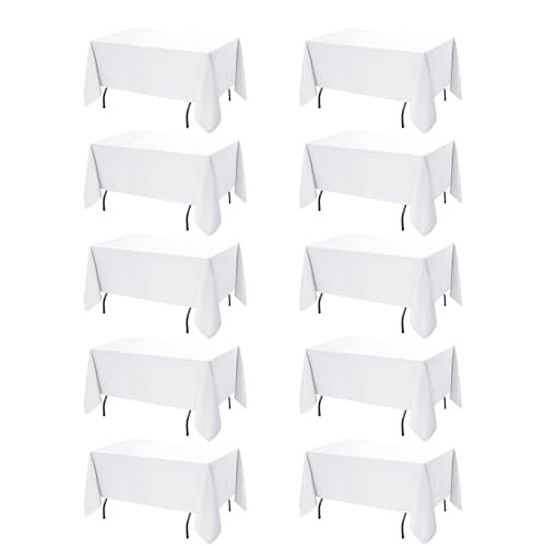 10-Pack Tablecloths for Rectangle Tables, 60 x 120 60x120 In, 10 Pack White