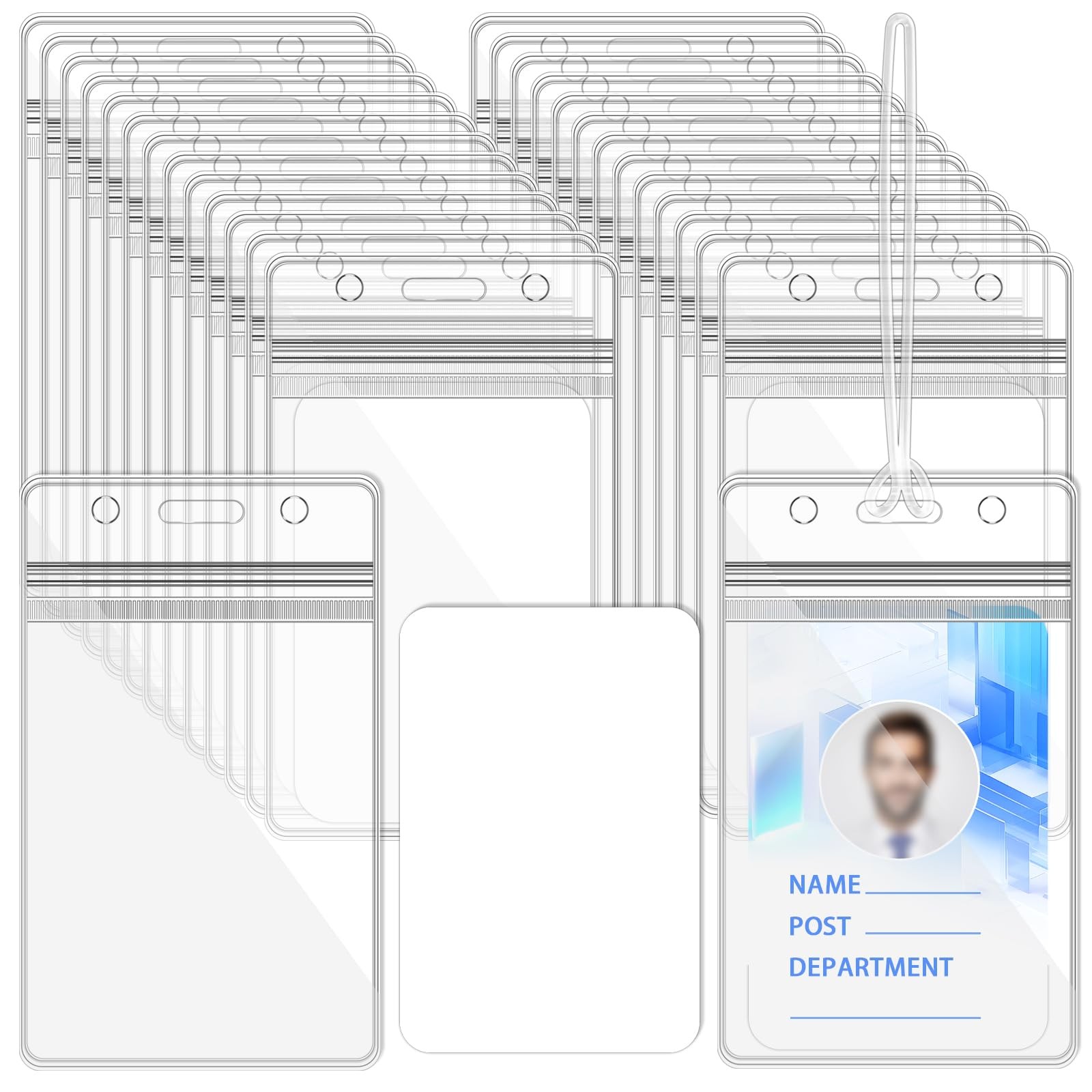 50 Sets Clear Luggage Tags with Loop Straps and Printable Business Cards Wate...