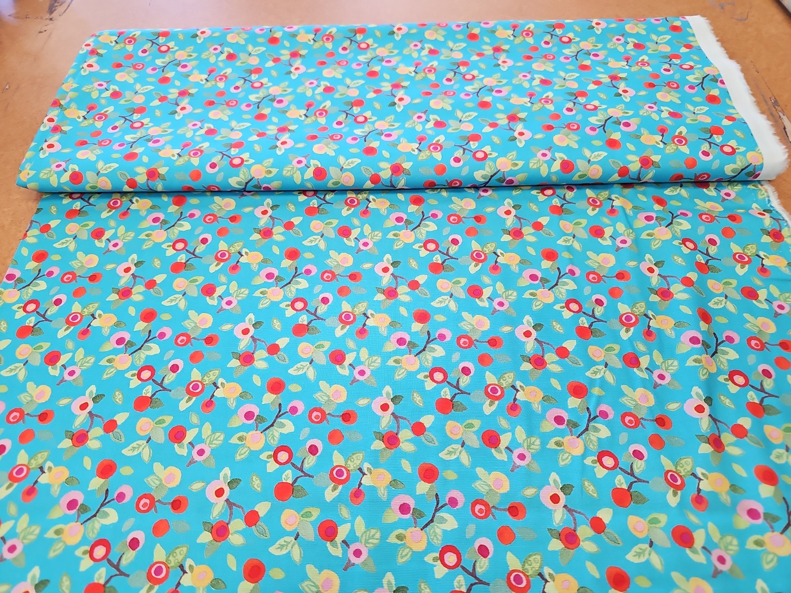 Moda Fanciful Forest Cotton Fabric  Small Floral Aqua By the Yard  