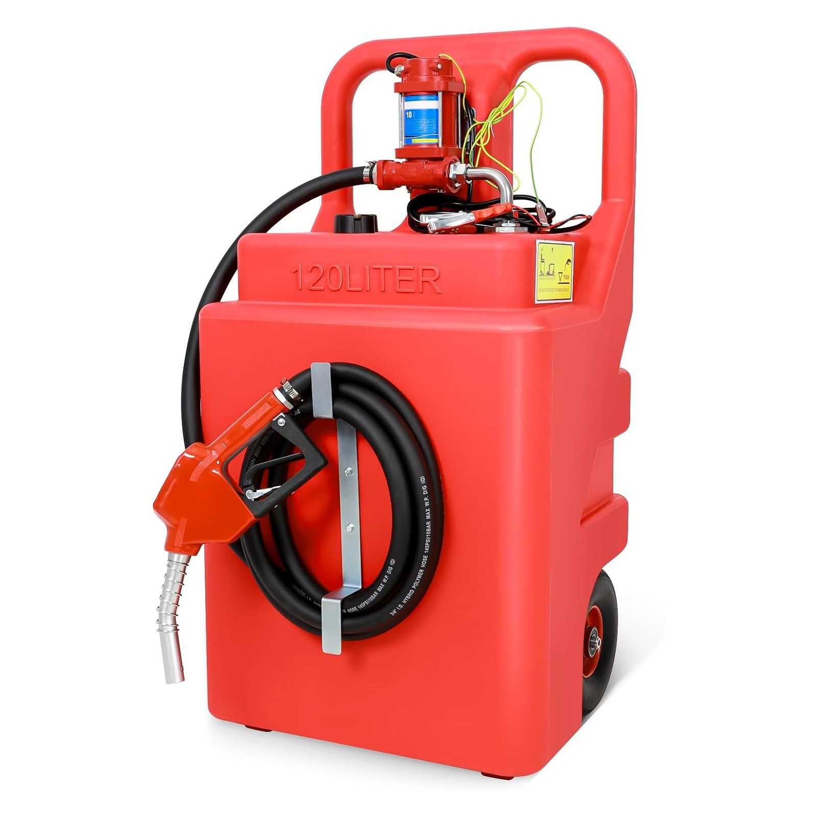 Portable Gasoline Diesel Fuel Caddy Transfer Tank 32 Gallon,  w/12V 10GPM Pump