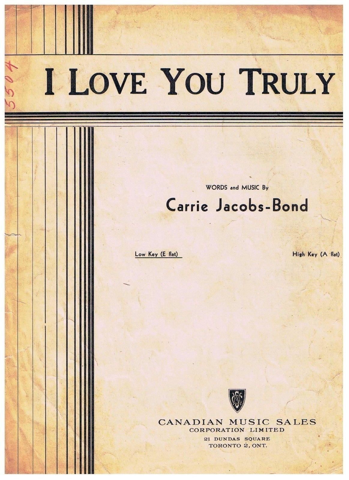 I Love You Truly Sheet Music Carrie Jacobs-Bond