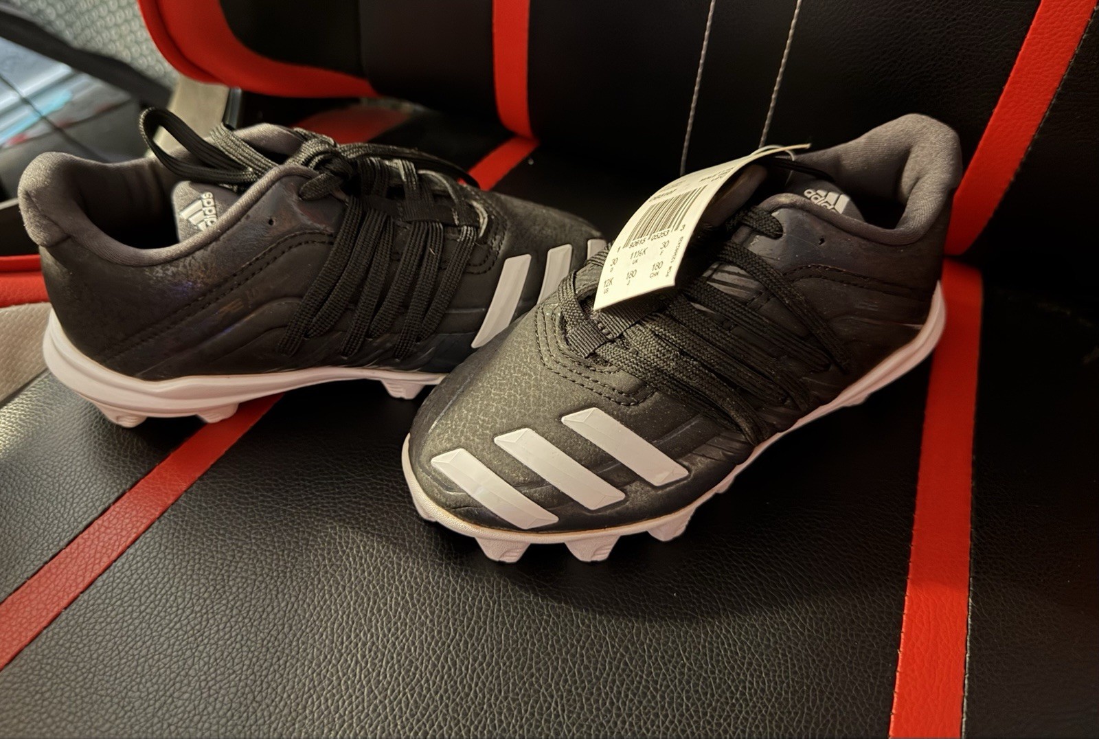 Brand new with tag adidas Black White children’s Baseball Cleats US Size 12 kids