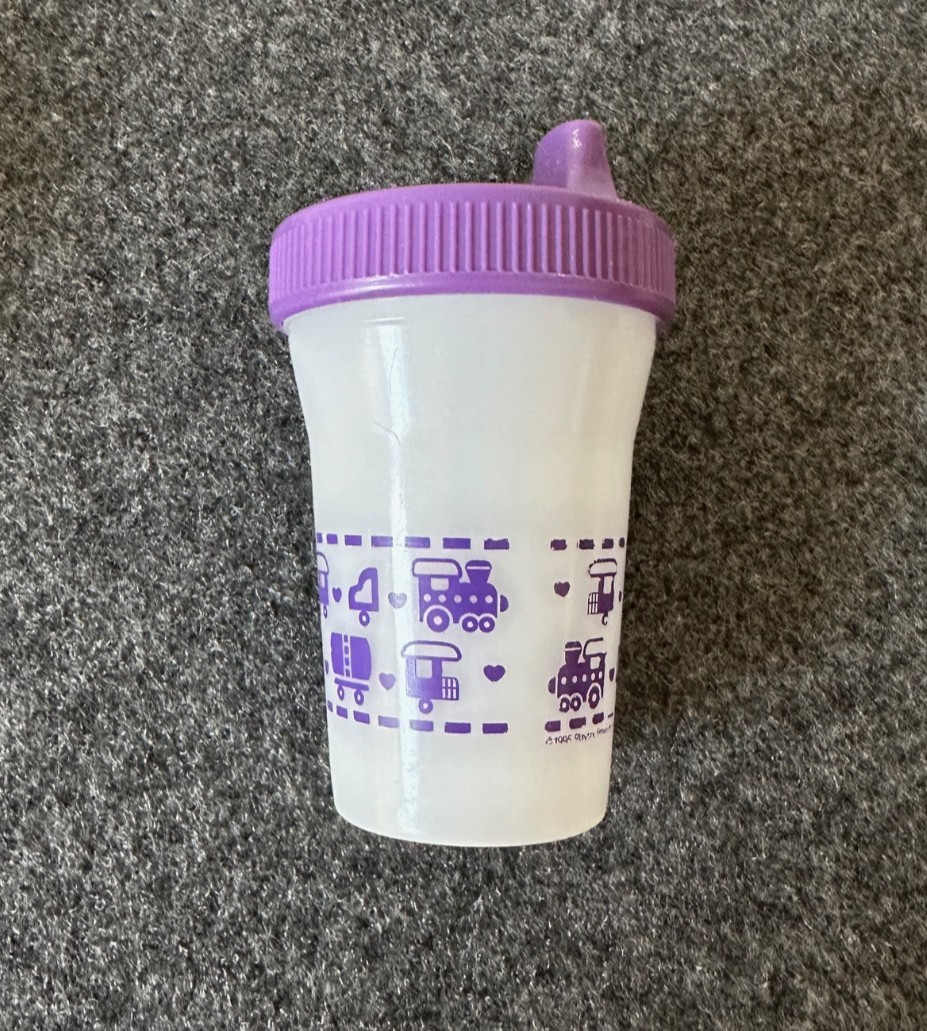 Vintage Playtex Sippy Cup Purple Train 1990’s with Original Valve
