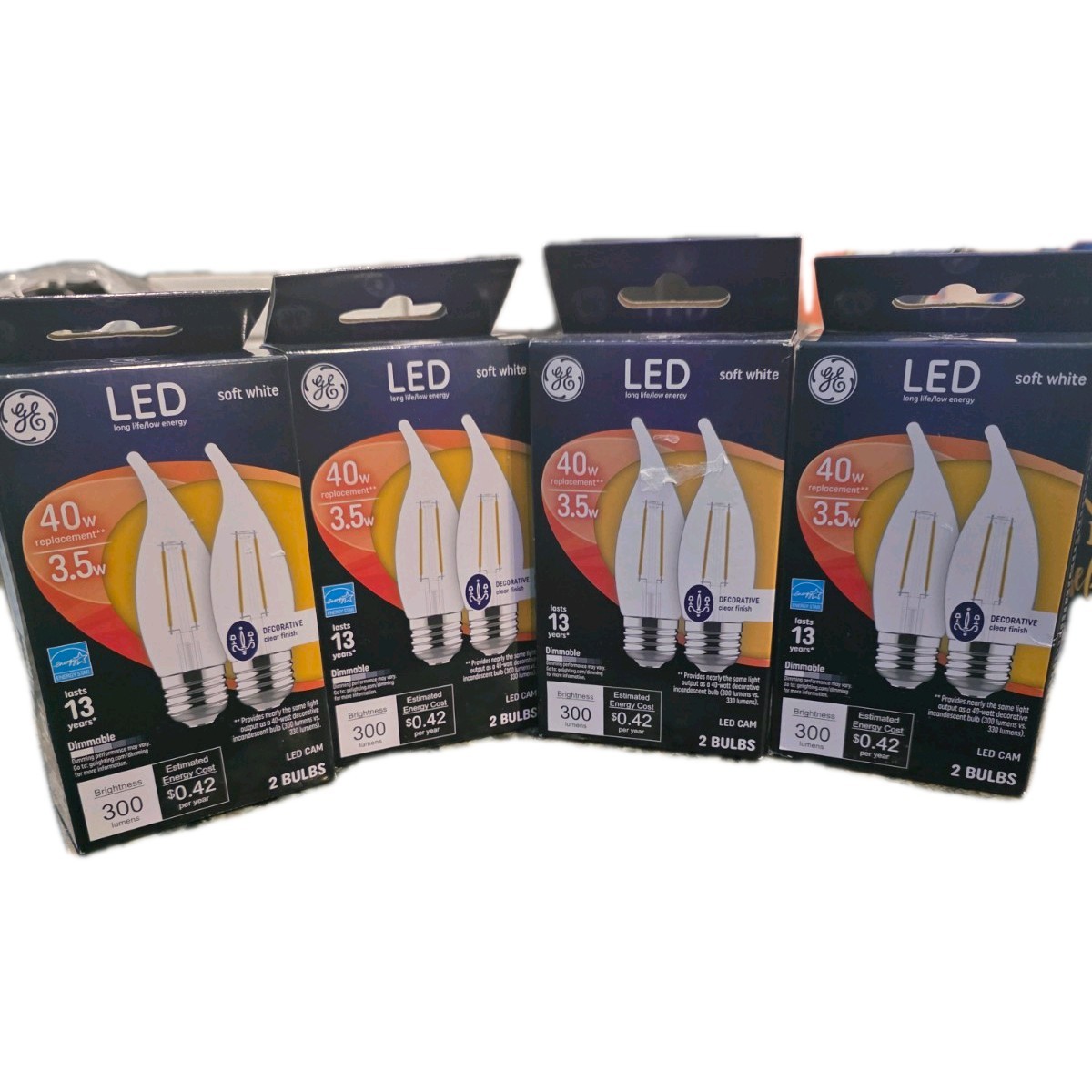 GE LED CAM Light Bulb Medium base Soft White Clear 40 Watt Dimmable 2-Pack 