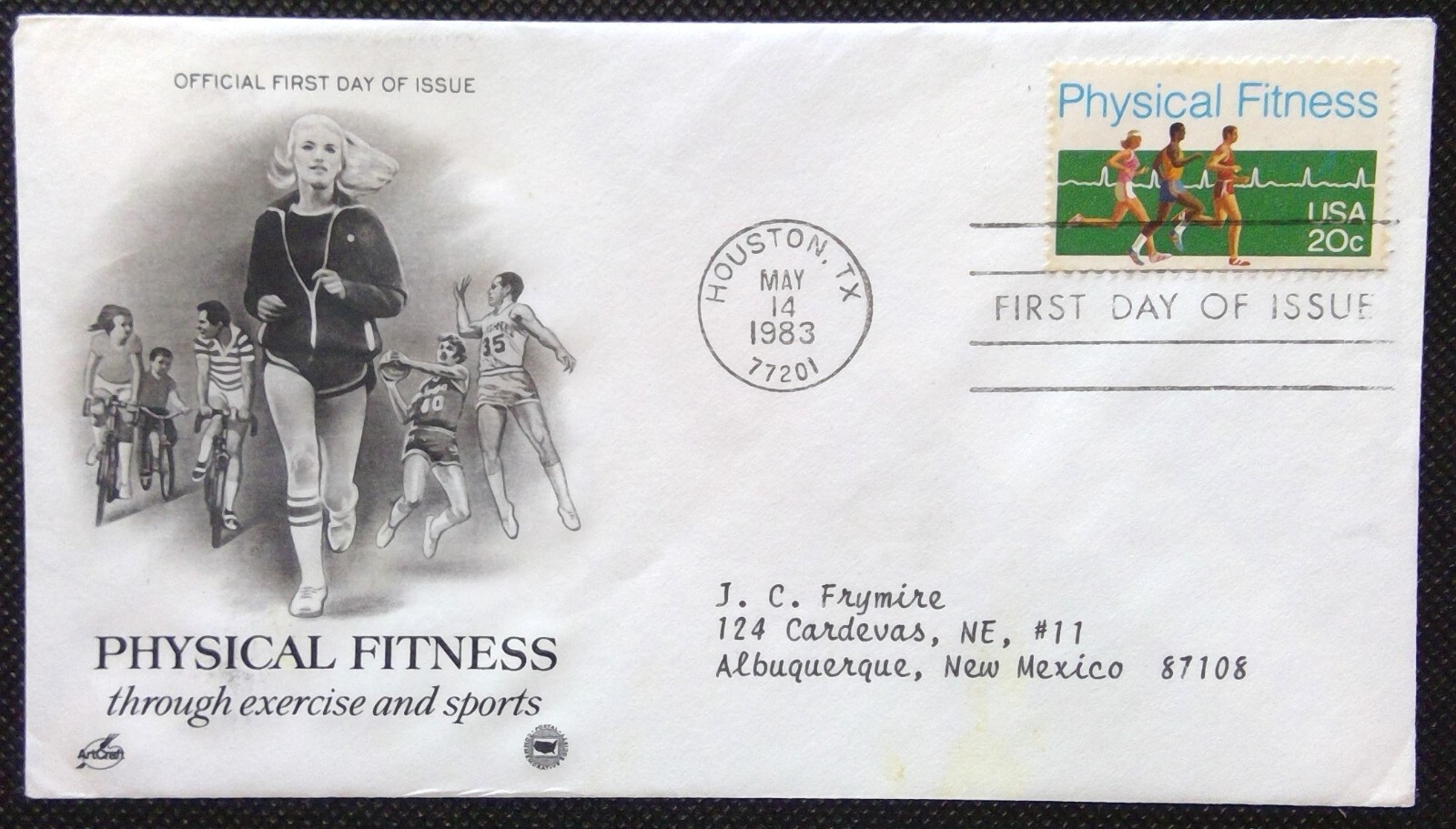 Scott 2043 FDC Physical Fitness Runners EKG Art Craft PCS Cachet ADDRESSED
