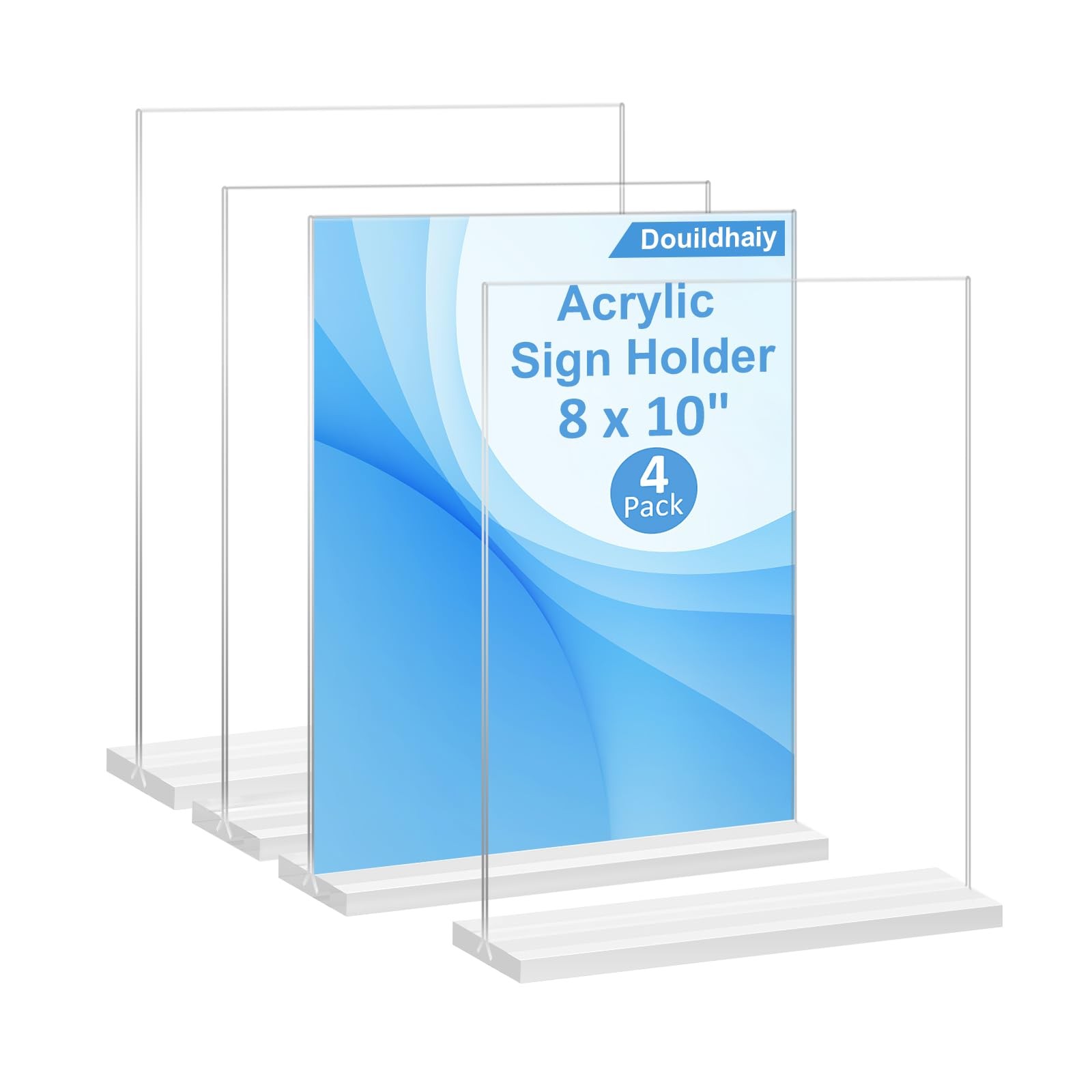 Douildhaiy 4-Pack 8x10 T-Shape Double-Sided Clear Acrylic Sign Holders Menu
