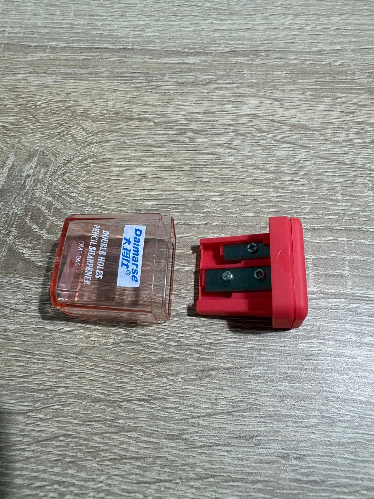 Red Manual Pencil Sharpener with Container Portable School Office Supplies