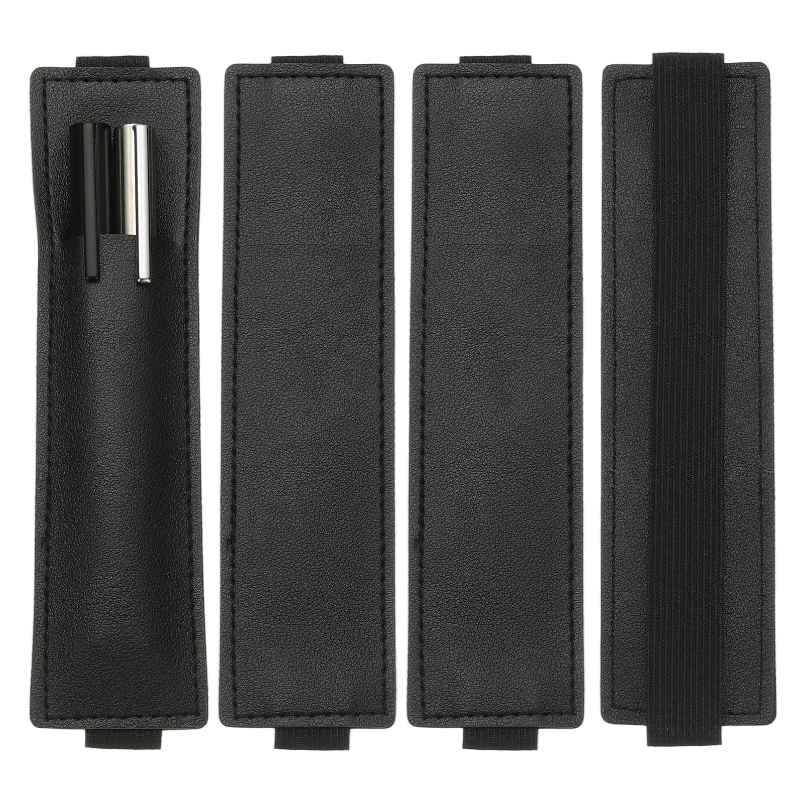4 Pen Holders With Strap, Contains 2 Pens, Black
