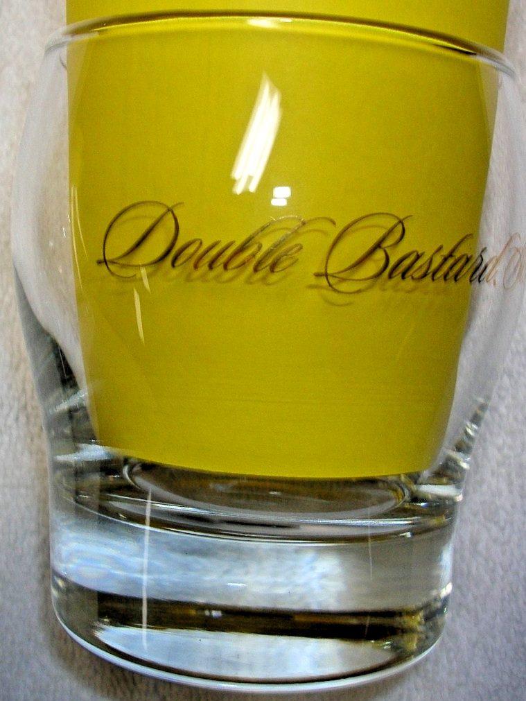 Stone Brewing DOUBLE BASTARD ALE Reflection Gold Foil Logo Glass ~ PRISTINE!