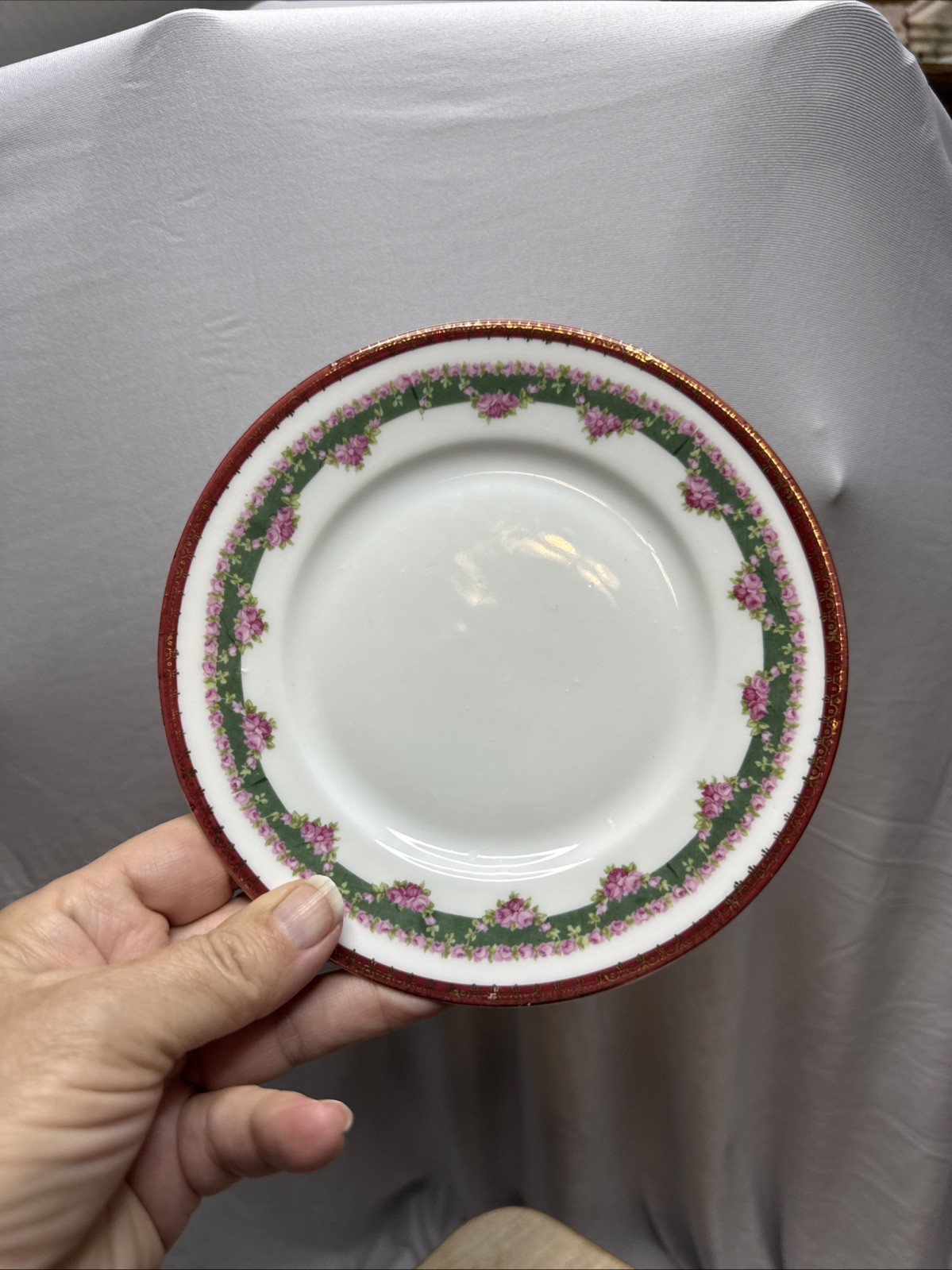 CT Altwasser Floral Plate Roses Gold Rim 6 1/8” Hand Painted Logo On Back