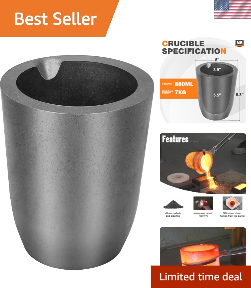 8kg Silicon Carbide Graphite Crucible with Pouring Spout,Crucibles for Meltin...