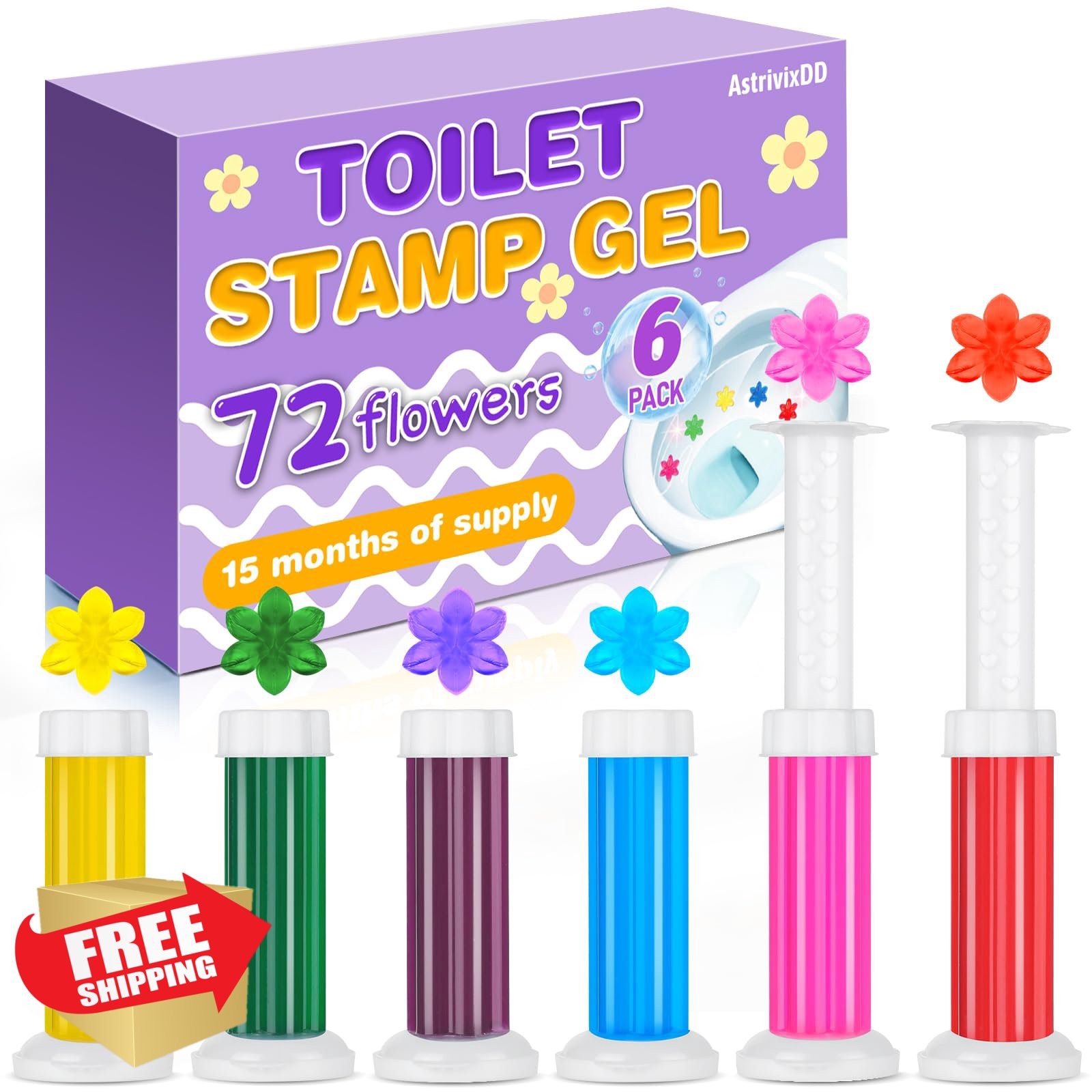 AstrivixDD 6 Pack Toilet Gel Stamp 72 Stamps Scented Freshener