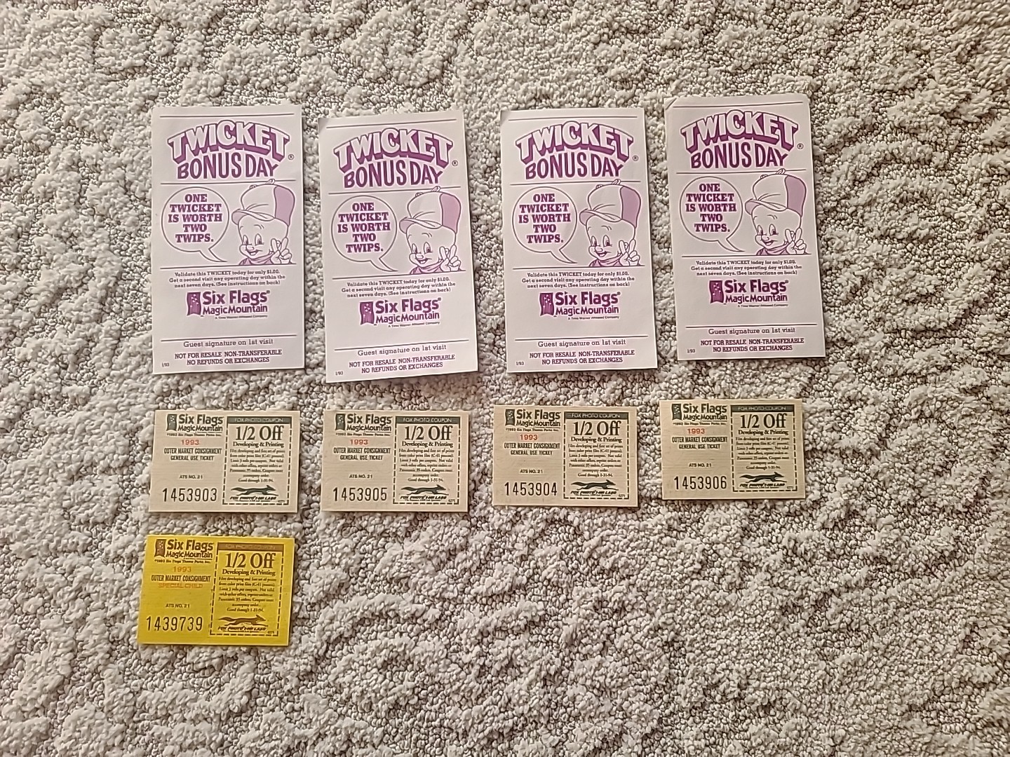 Six Flags Magic Mountain 1993 Twickets And General Use Tickets