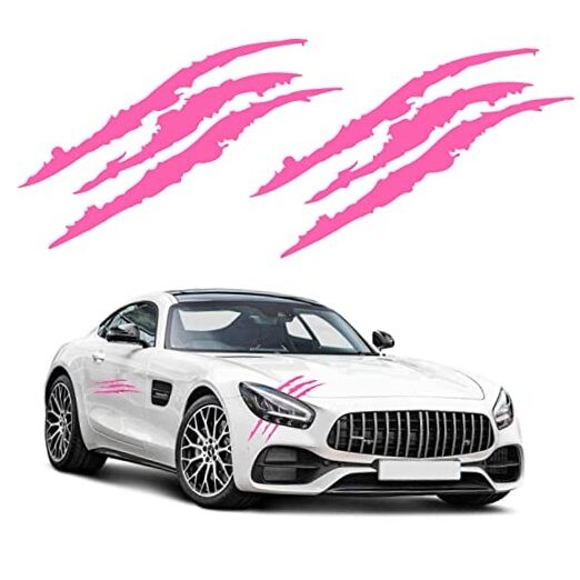  Claw Mark Car Decals, 16 Inch Car Headlight Stickers, Monster Fluorescent Pink