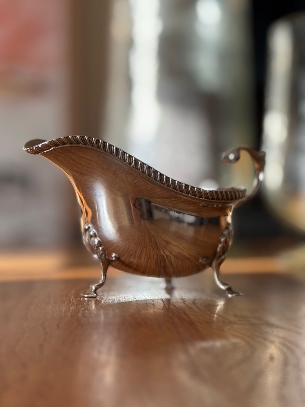 Antique Solid Silver Sauce Boat. Chester Hallmarks.