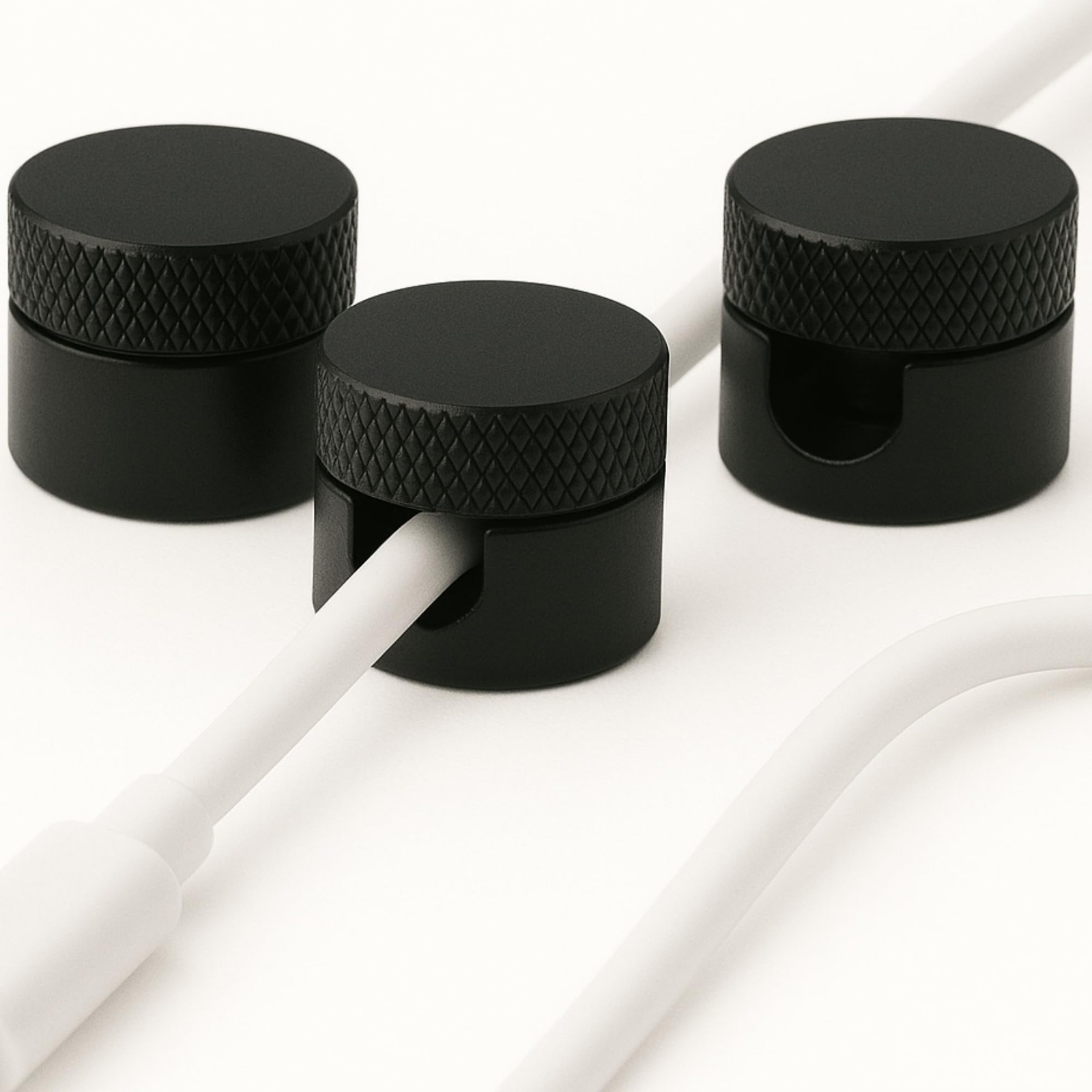 3PCS Cord Holder for Nightstand, Computer Organizer Desk, Black 