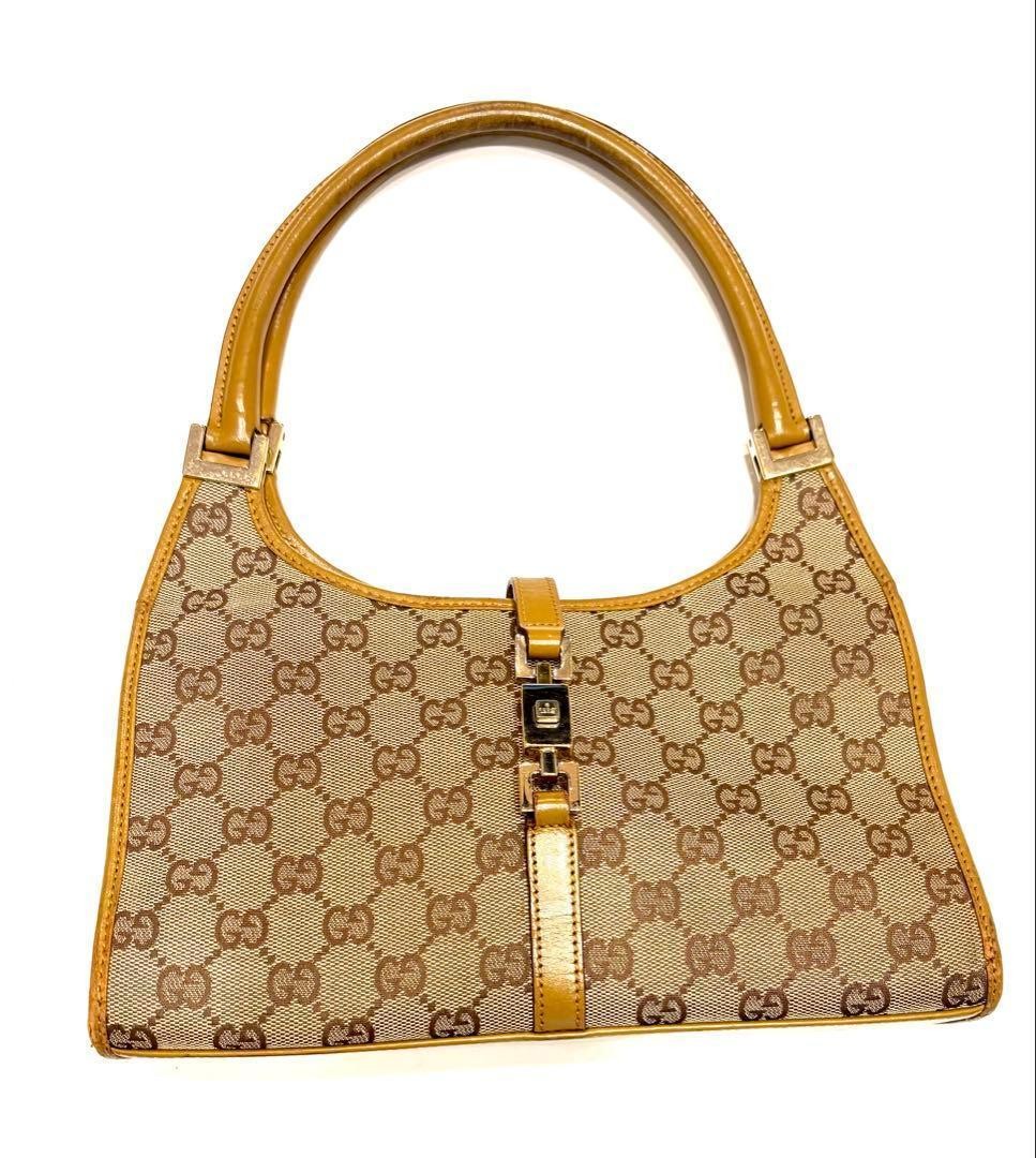 Gucci Shoulder Hand Bag Brown Leather Small Purse Vintage Authentic