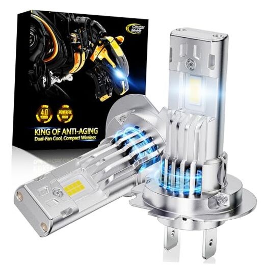  Fog Lights 1:1 Size Bulb No Adapter Required with Cooling Fan 6500K H7
