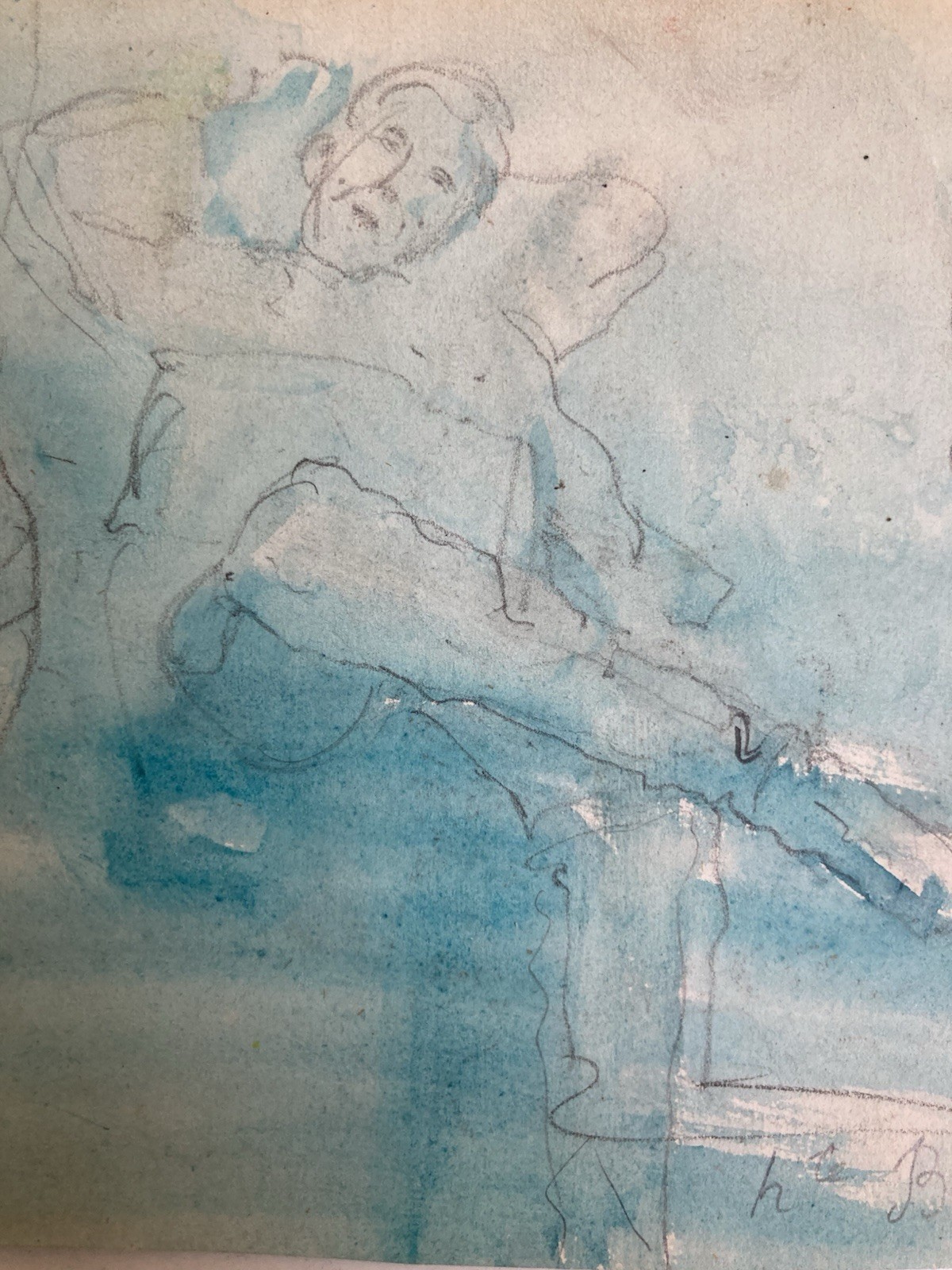 Belle Peinture Aquarelle Crayon Sur Papier XIXe Hippolyte BELLANGÉ Homme Assis