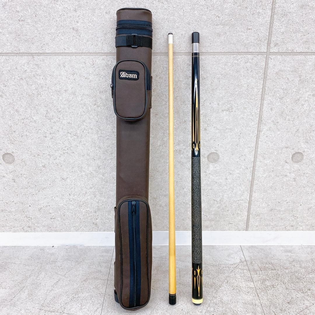 Licos Billiard Cue 2-Piece with Adam Cue Case Black & Gold Enlay Used rr2