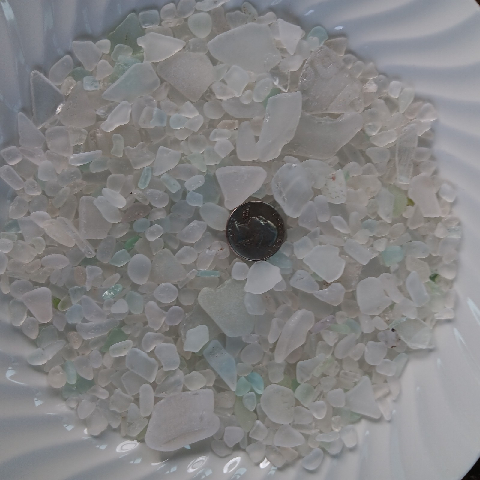 7.5 Oz Beach Glass Surf Tumbled White Small Crafting Jewelry