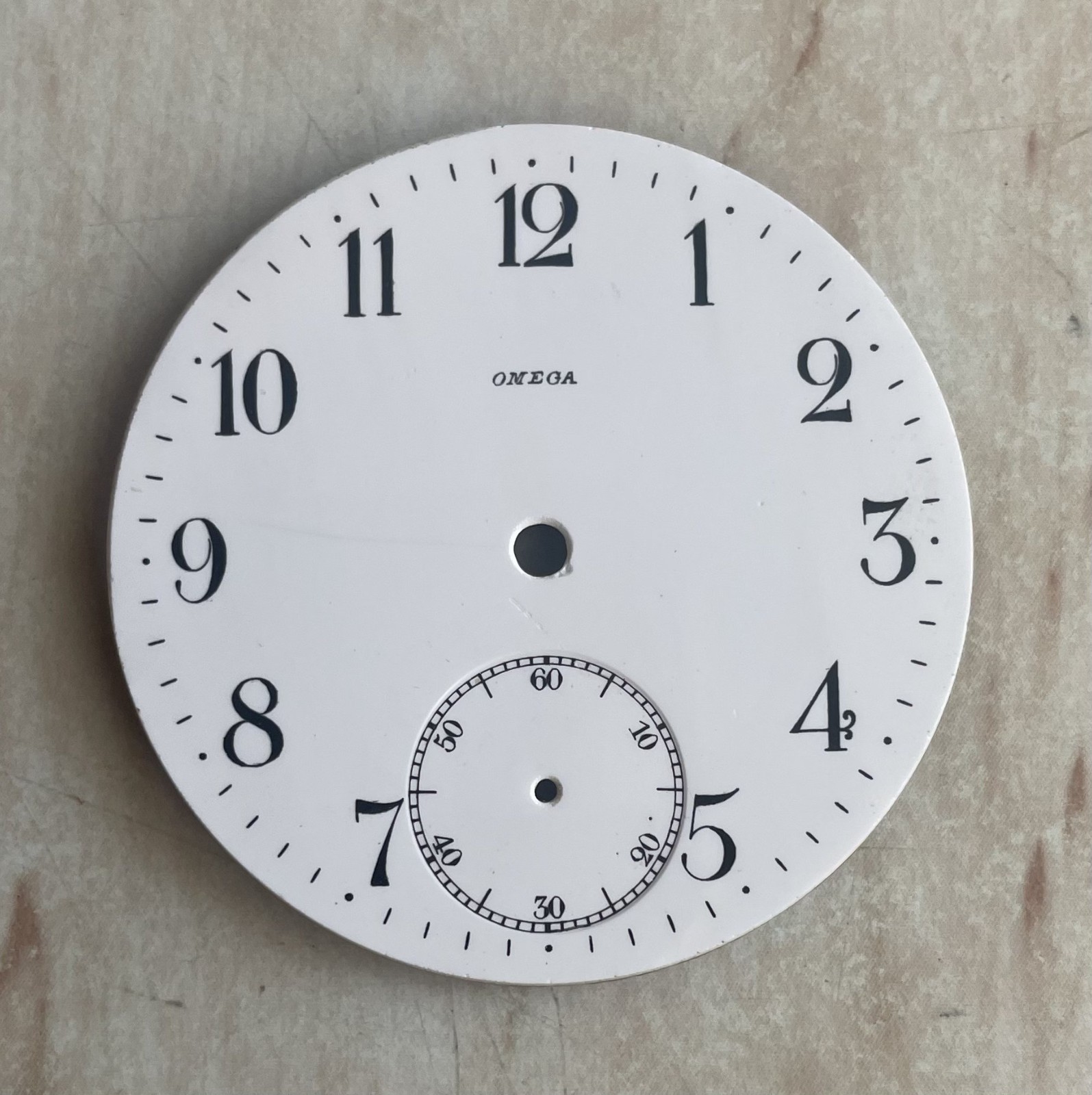 Original Swiss Antique Porcelain Dial for Pocket Watch Omega Watch-face 43 mm