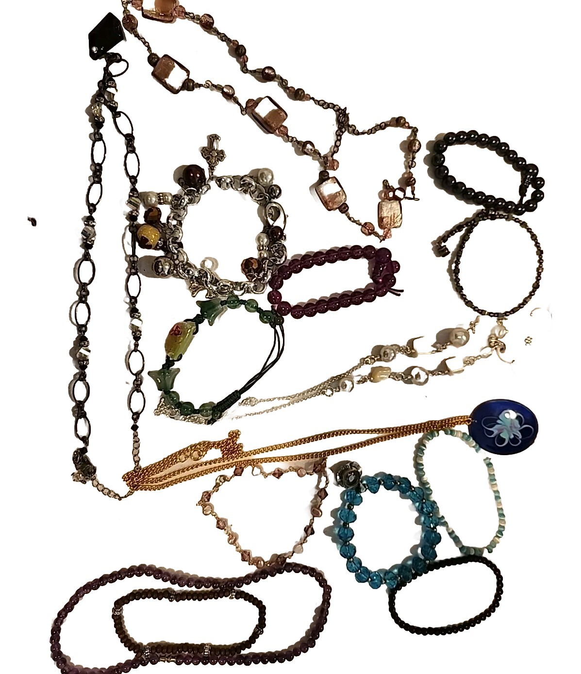  Jewelry  Lot MIX  Beaded/stone Necklaces/bracelets WEARABLE  (350)
