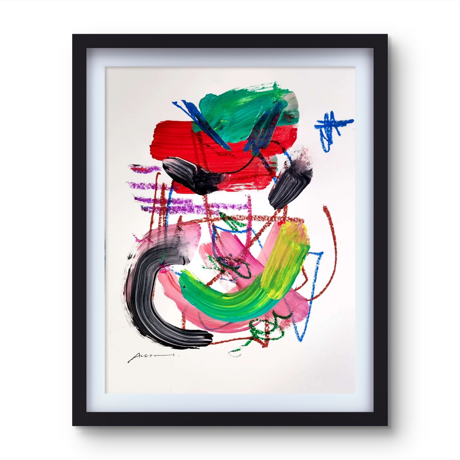 Aleph Original Art 14x11 Unique Abstract Expressionism Wall Art Gallery Paper