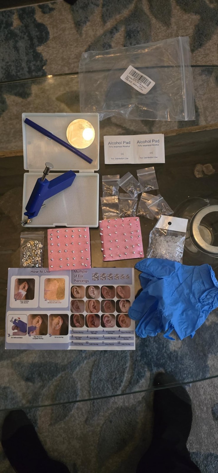 Ear Piercing Kit Reusable Machine with Stud Earrings Home Salon Piercing Tool