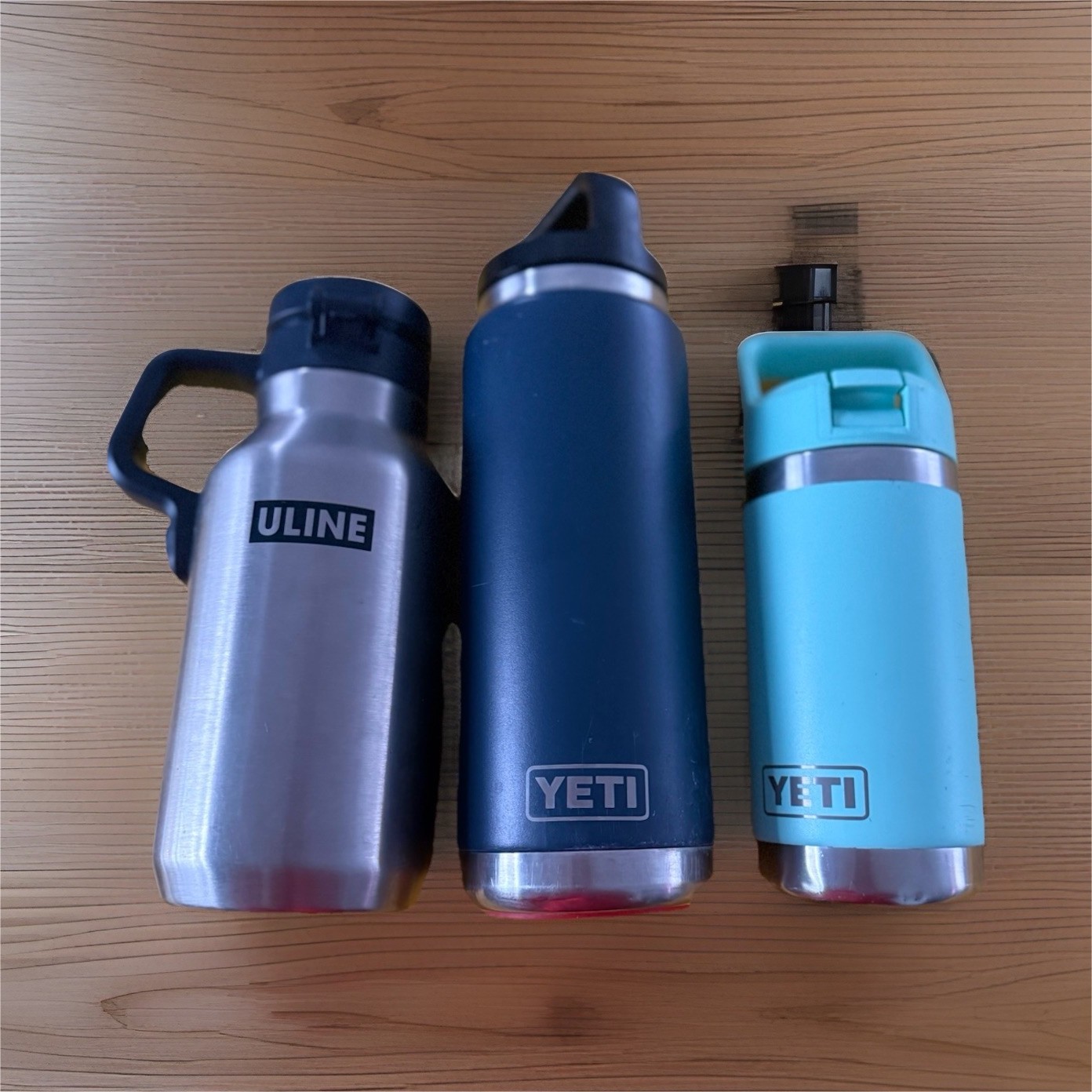 Yeti, Stanley, Uline Stainless Steel Bottles with Handle, Blue/Silver - LOT of 3