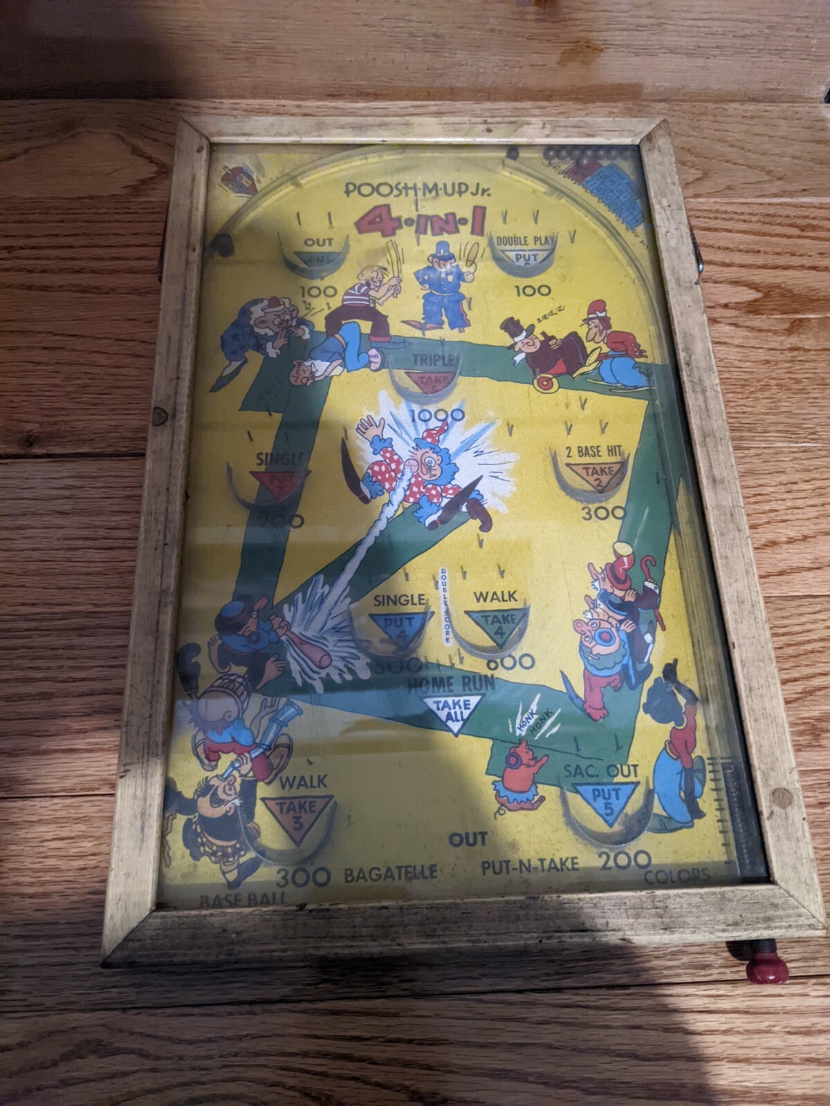 Vintage POOSH-M-UP'S Baseball BAGATELLE Pinball Game 4 Games In 1