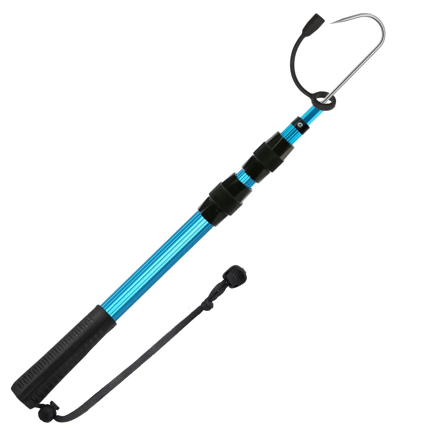 SAN LIKE Telescopic Fishing Gaff,Aluminum/Fiberglass Pole with Nonslip Rubber Ha