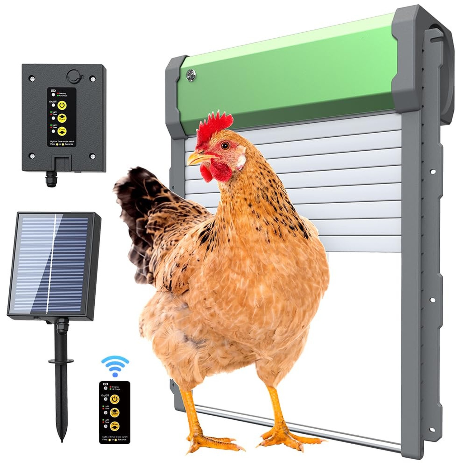 Automatic Chicken Coop Door Solar-Powered Chicken Coop Door with Remote Contr...