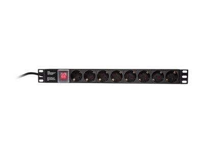 LogiLink PDU8C01 Basic 1U Aluminum Black 8 Outlet(s) AC Type F 19" PDU 8-way