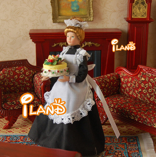 1/12 Scale Dollhouse Miniature Nanny Doll Victorian Maid Ceramic Accessories